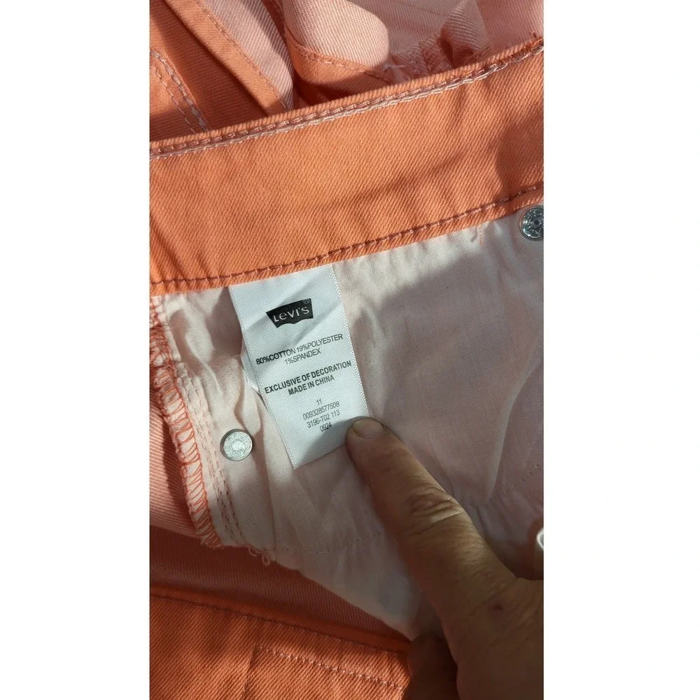 Y2K Levi's Orange Denim Shorts Cuffed Hem Casual Summer Size 11
